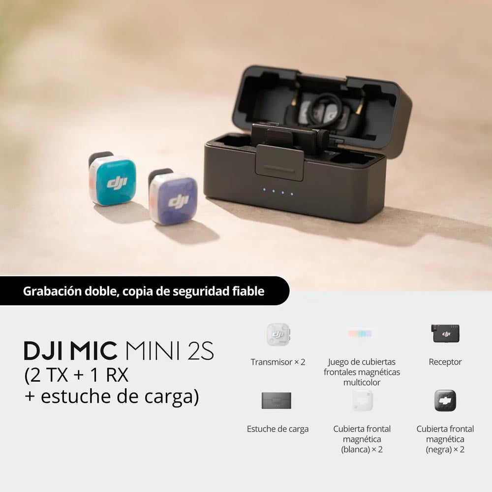 DJI Mic Mini 2S (2 TX + 1 RX + estuche de carga) - Skymotion Colombia