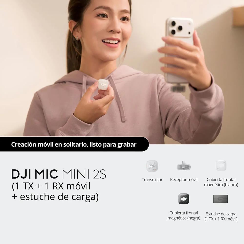 DJI Mic Mini 2S (1 TX + 1 RX móvil + estuche de carga)
