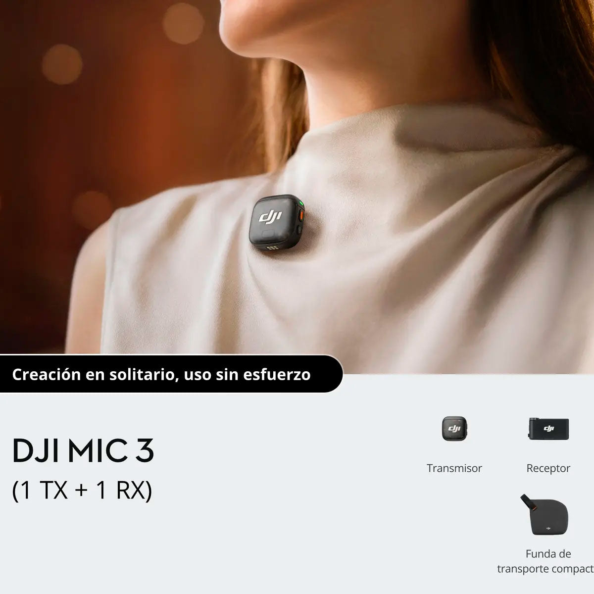 Nuevo DJI Mic 3 (1 TX + 1 RX) Micrófono inalámbrico - Skymotion Colombia