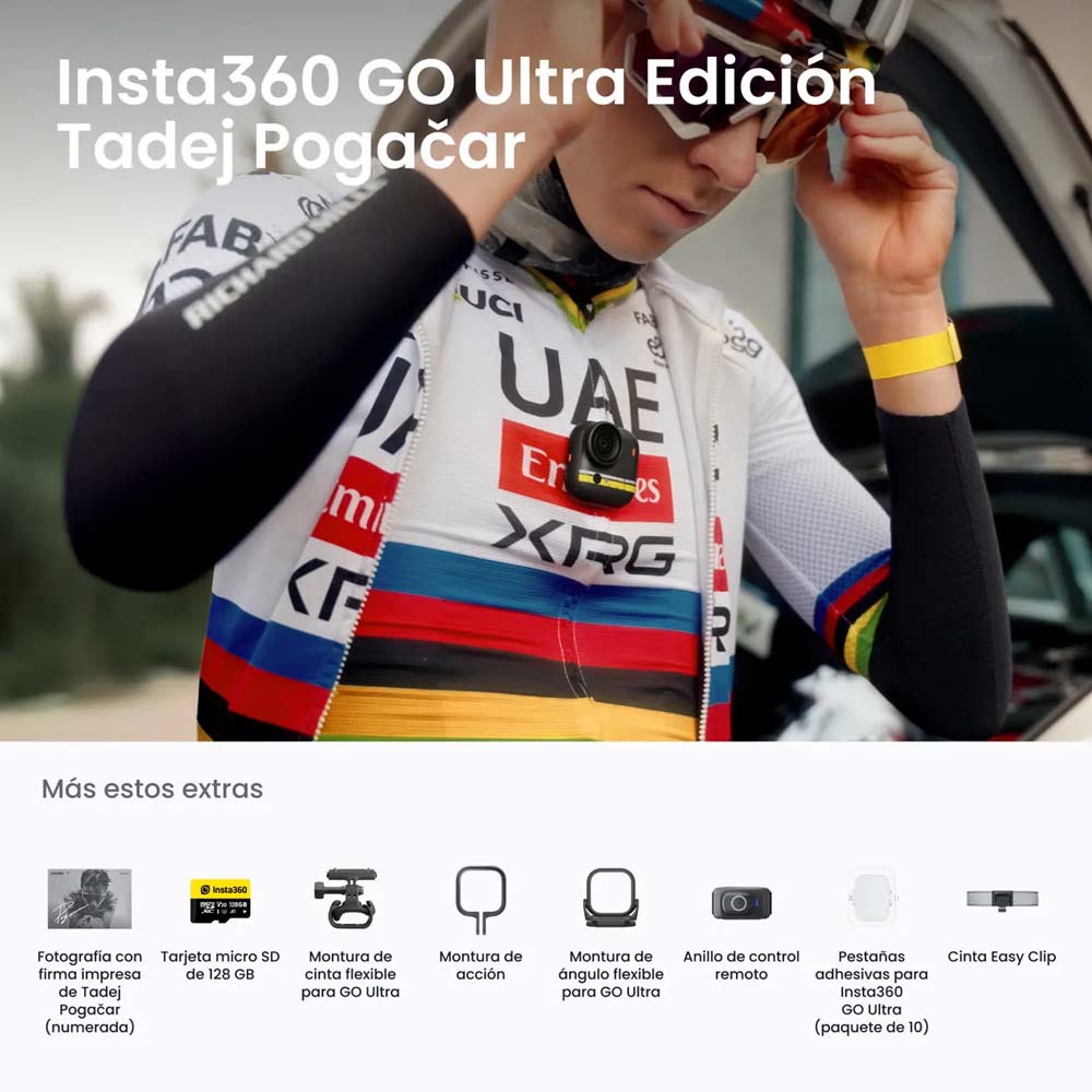 Insta360 GO Ultra Edición Tadej Pogačar | Cámara 4K Ciclismo - Skymotion Colombia