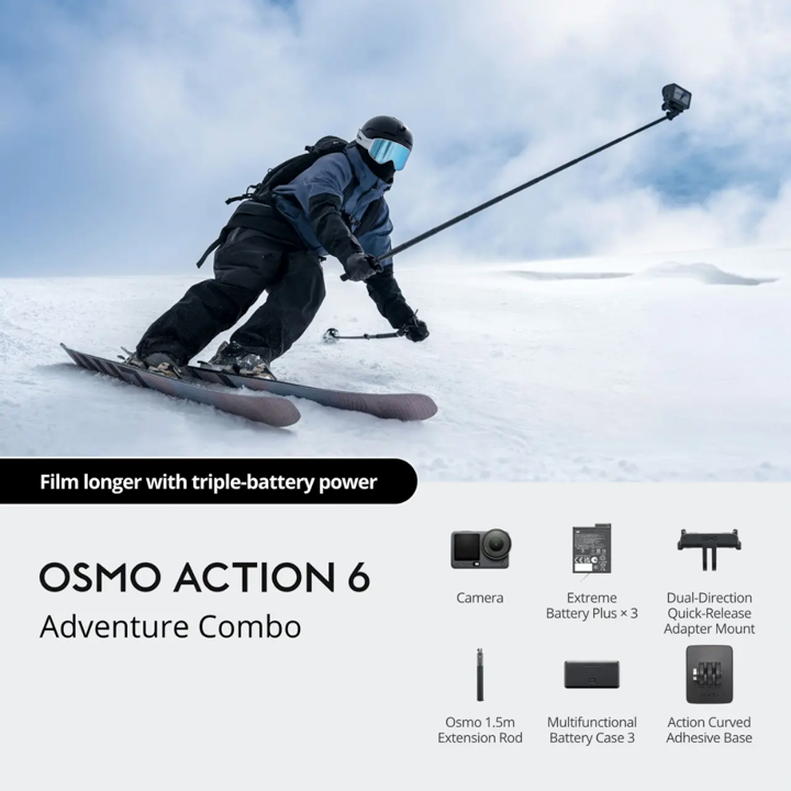 Cámara de acción DJI Osmo Action 6 - Adventure Combo - Skymotion Colombia