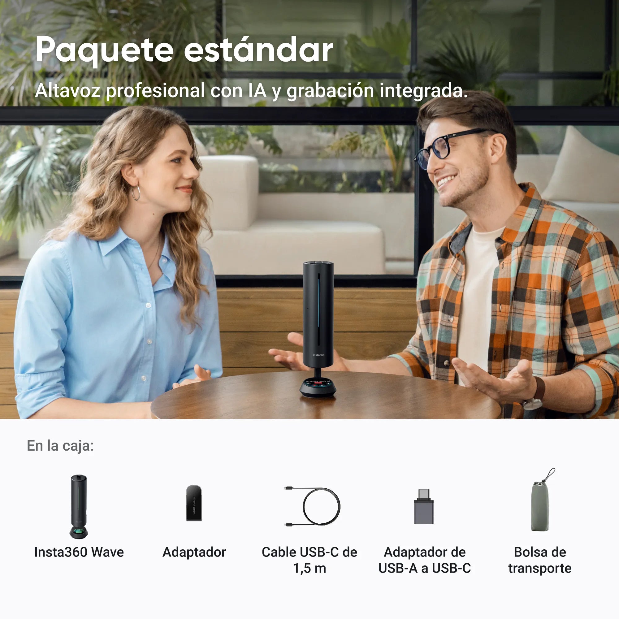 Insta360 Wave Negro - Altavoz profesional con IA - Skymotion Colombia